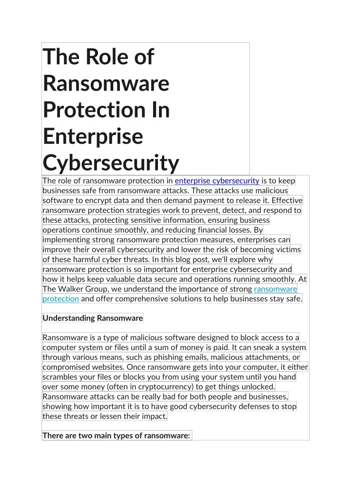 the role of ransomware protection in enterprise