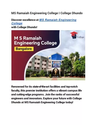 MS Ramaiah Engineering College I College Dhundo