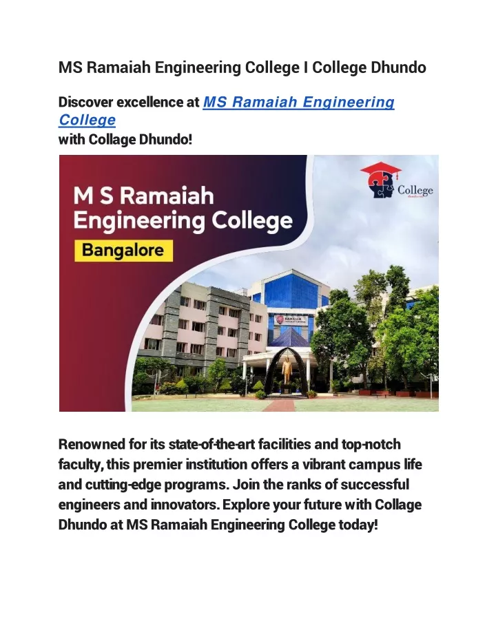 ms ramaiah engineering college i college dhundo