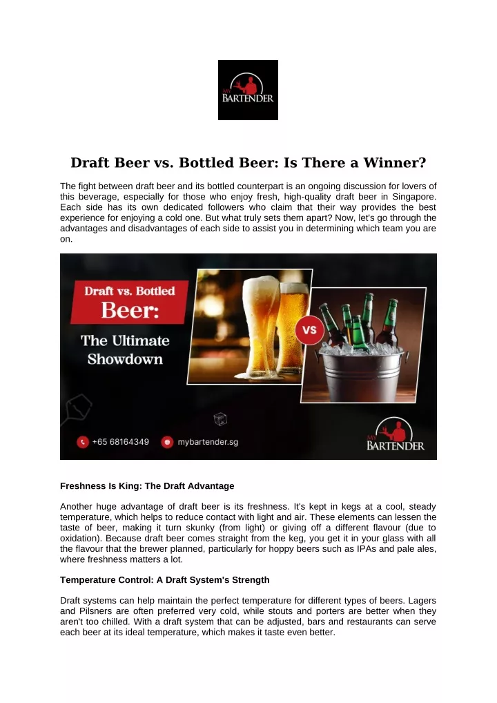 draft beer vs bottled beer is there a winner