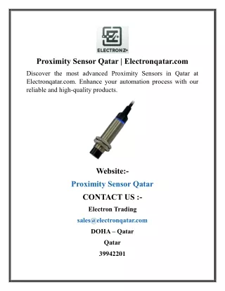 Proximity Sensor Qatar  Electronqatar