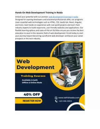 hands on web development training in noida