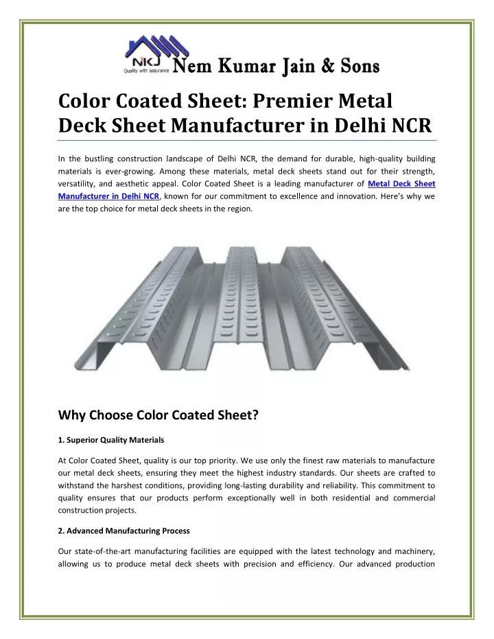 color coated sheet premier metal deck sheet