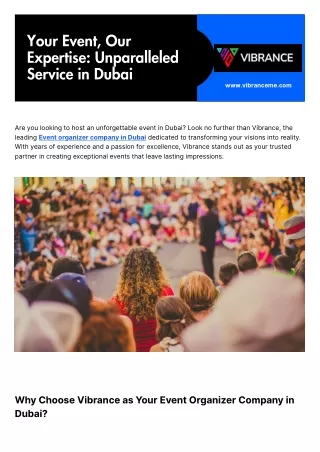 Your Event, Our Expertise Unparalleled Service in Dubai