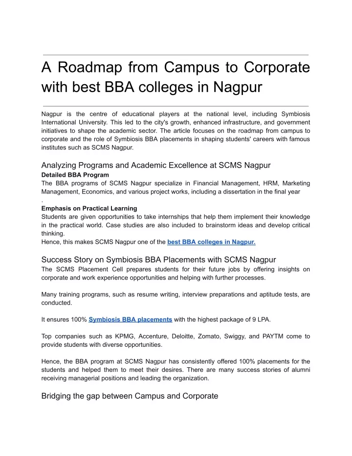 a roadmap from campus to corporate with best