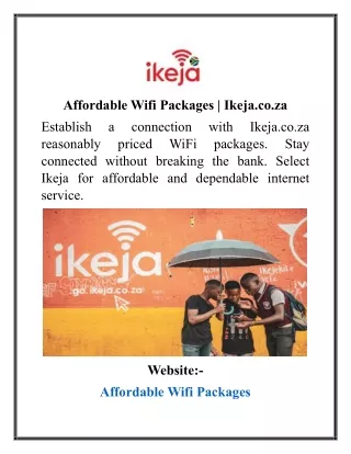 Affordable Wifi Packages  Ikeja.co.za