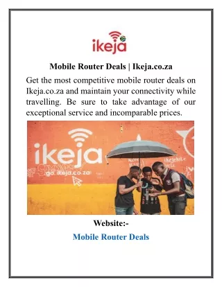 Mobile Router Deals  Ikeja.co.za