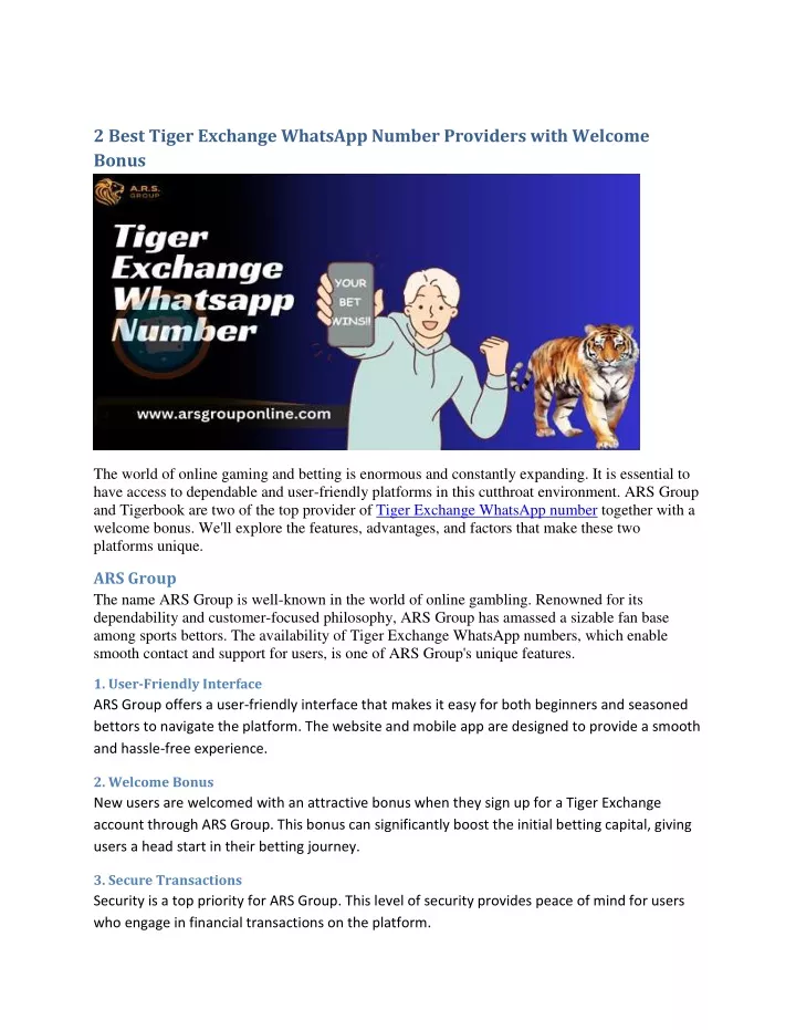 2 best tiger exchange whatsapp number providers