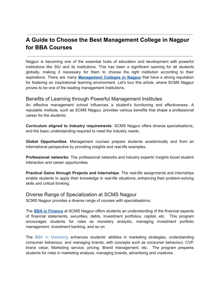 a guide to choose the best management college