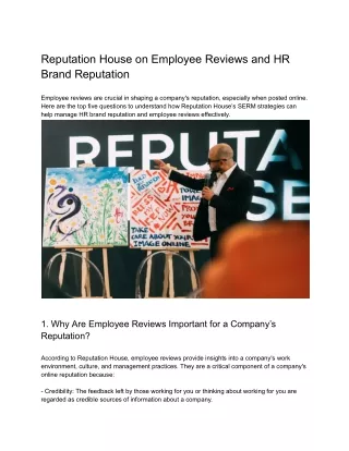 Reputation House on Employee Reviews and HR Brand Reputation