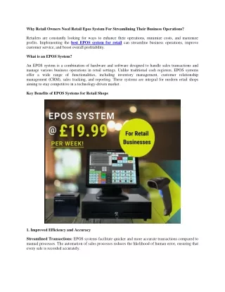 Why Retail Owners Need Retail Epos System For Streamlining Their Business Operations