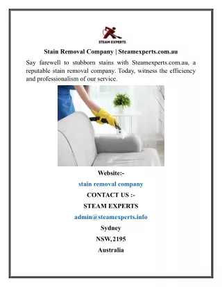 Stain Removal Company Steamexperts.com.au