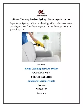 Steam Cleaning Services Sydney Steamexperts.com