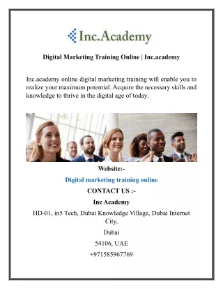 Digital Marketing Training Online Inc.academy