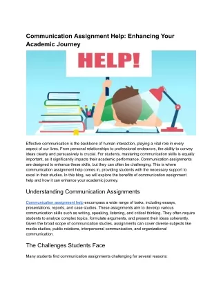 Communication Assignment Help