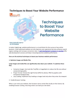 Techniques to Boost Your Website Performance