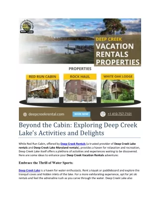 Beyond the Cabin: Exploring Deep Creek Lake's Activities and Delights