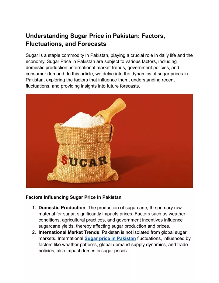 understanding sugar price in pakistan factors