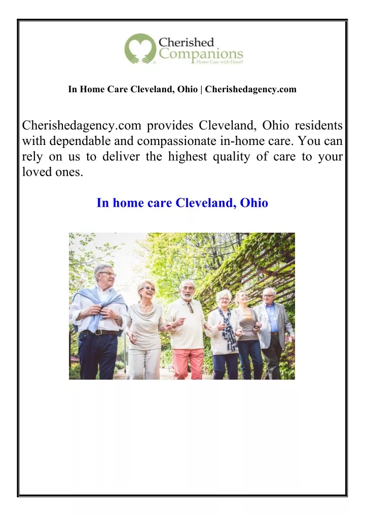 in home care cleveland ohio cherishedagency com