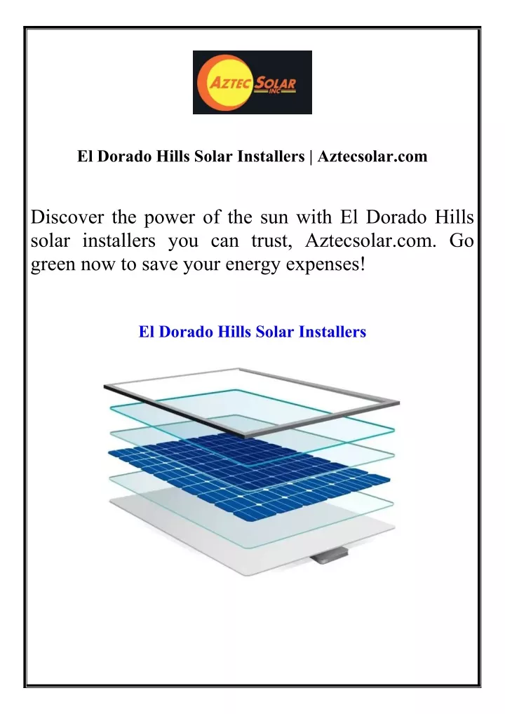 el dorado hills solar installers aztecsolar com