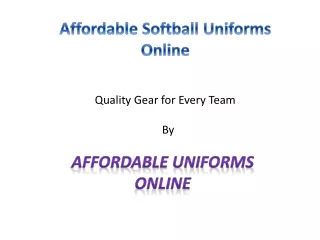 Affordable Softball Uniforms Online