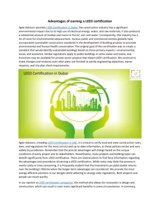 Advantages of earning a LEED certification