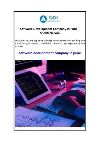 Software Development Company In Pune  Sndktech.com