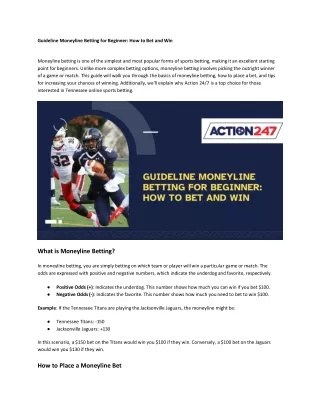 Guideline Moneyline Betting for Beginner_ How to Bet and Win