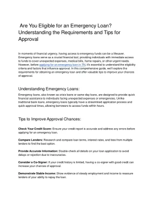 Are You Eligible for an Emergency Loan_ Understanding the Requirements