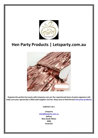 hen party products letsparty com au