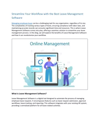 Streamline Your Workflow with the Best Leave Management Software