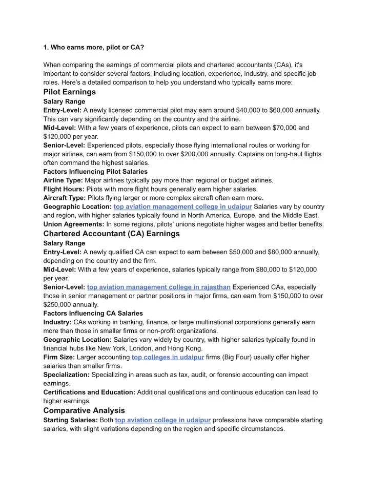 1 who earns more pilot or ca