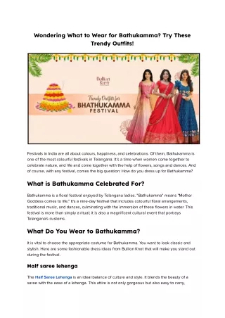 Wondering What to Wear for Bathukamma? Try These Trendy Outfits!