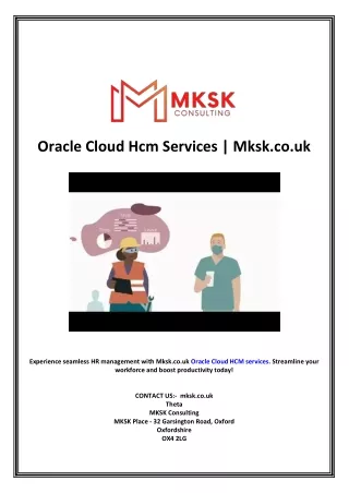 Oracle Cloud Hcm Services | Mksk.co.uk