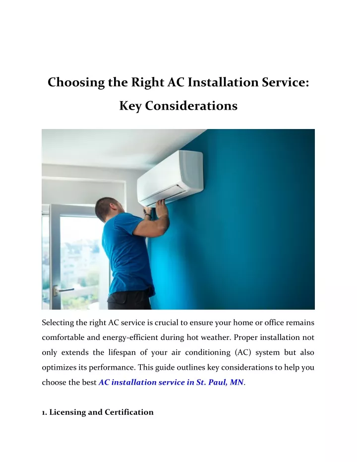 choosing the right ac installation service