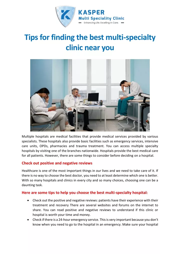 tips for finding the best multi specialty clinic