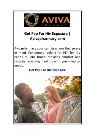 get pep for hiv exposure avivapharmacy com