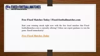 Free Fixed Matches Today Fixed-footballmatches.com