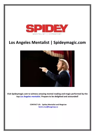 los angeles mentalist spideymagic com