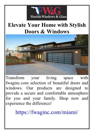 Elevate Your Home with Stylish Doors & Windows