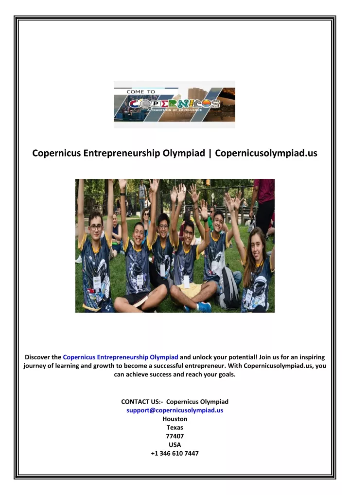 copernicus entrepreneurship olympiad