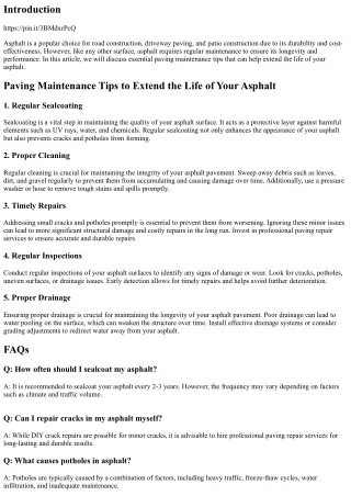 Paving Maintenance Tips to Extend the Life of Your Asphalt