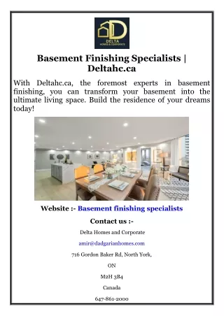 basement finishing specialists deltahc ca