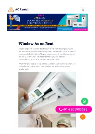 Window Ac on Rent - Delhiacrentals