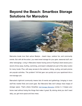 Beyond the Beach: Smartbox Storage Solutions for Maroubra