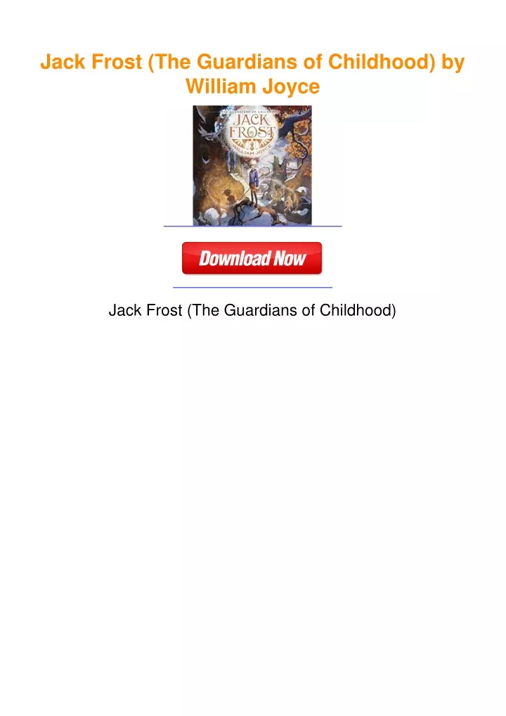 PPT - Jack Frost (The Guardians of Childhood) by William Joyce ...