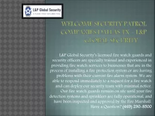 Security Patrol Companies Dallas TX - L&P Global Securityppt