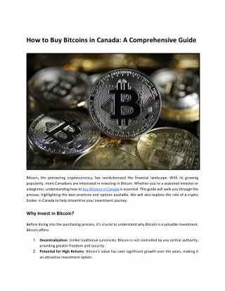 How to Buy Bitcoins in Canada: Your Ultimate Guide