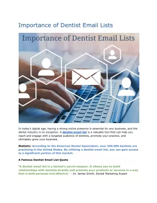 Importance of Dentist Email Lists