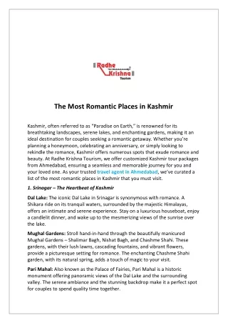 The Most Romantic Places in Kashmir